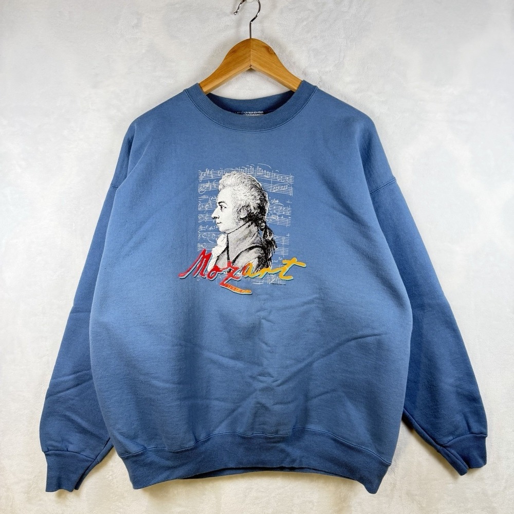 Vintage 90s Hanes Mozart Sweatshirt Pacific Symphony Blue Orchestra Mens XL